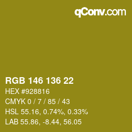 Color code: RGB 146 136 22 | qconv.com