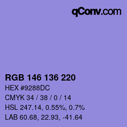 Color code: RGB 146 136 220 | qconv.com