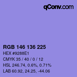 Color code: RGB 146 136 225 | qconv.com