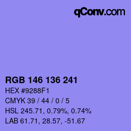 Color code: RGB 146 136 241 | qconv.com