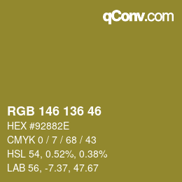 Color code: RGB 146 136 46 | qconv.com