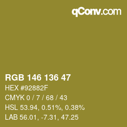 Color code: RGB 146 136 47 | qconv.com