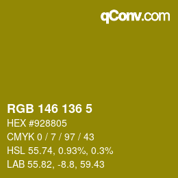 Color code: RGB 146 136 5 | qconv.com