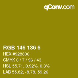 Color code: RGB 146 136 6 | qconv.com