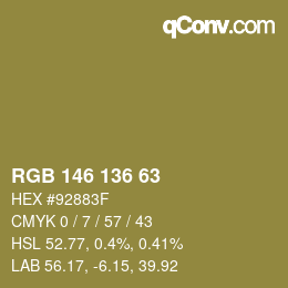Farbcode: RGB 146 136 63 | qconv.com