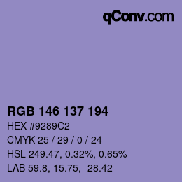 Color code: RGB 146 137 194 | qconv.com