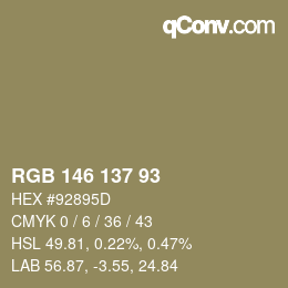 Farbcode: RGB 146 137 93 | qconv.com