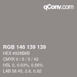 Código de color: RGB 146 139 139 | qconv.com