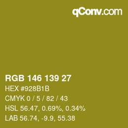 カラーコード: RGB 146 139 27 | qconv.com