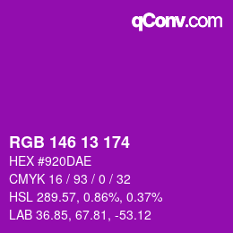 Color code: RGB 146 13 174 | qconv.com