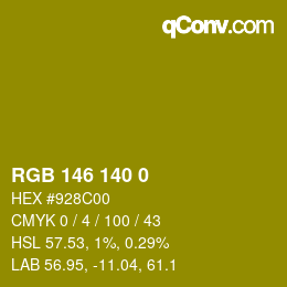 颜色代码: RGB 146 140 0 | qconv.com