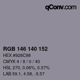 カラーコード: RGB 146 140 152 | qconv.com