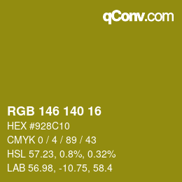 カラーコード: RGB 146 140 16 | qconv.com