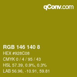 カラーコード: RGB 146 140 8 | qconv.com