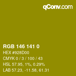 Color code: RGB 146 141 0 | qconv.com