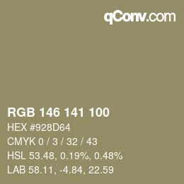 Color code: RGB 146 141 100 | qconv.com