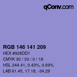 カラーコード: RGB 146 141 209 | qconv.com