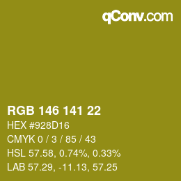 カラーコード: RGB 146 141 22 | qconv.com