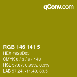 Color code: RGB 146 141 5 | qconv.com