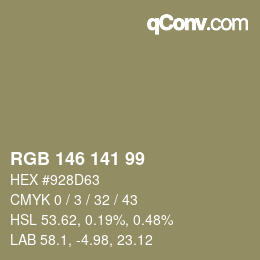 Farbcode: RGB 146 141 99 | qconv.com