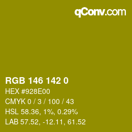 Color code: RGB 146 142 0 | qconv.com