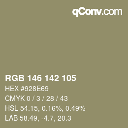 颜色代码: RGB 146 142 105 | qconv.com