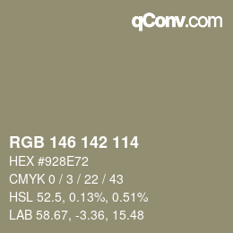 Color code: RGB 146 142 114 | qconv.com