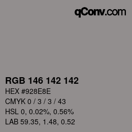 カラーコード: RGB 146 142 142 | qconv.com