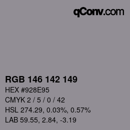 Código de color: RGB 146 142 149 | qconv.com