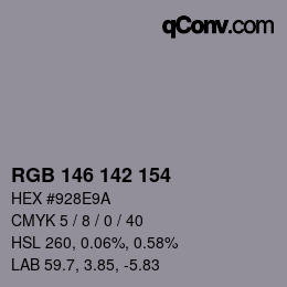 Color code: RGB 146 142 154 | qconv.com