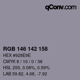 Color code: RGB 146 142 158 | qconv.com