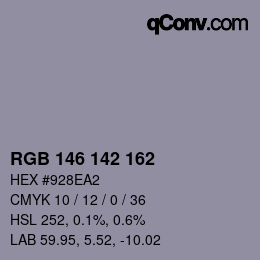 カラーコード: RGB 146 142 162 | qconv.com
