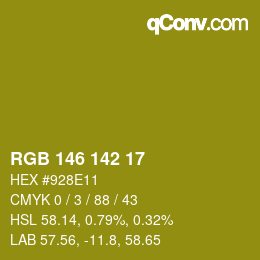 颜色代码: RGB 146 142 17 | qconv.com
