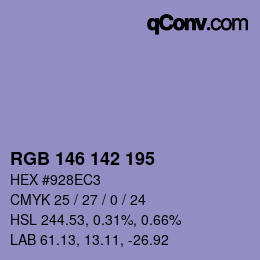 Color code: RGB 146 142 195 | qconv.com