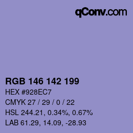 Color code: RGB 146 142 199 | qconv.com