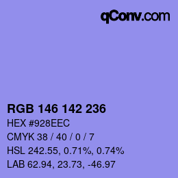 Color code: RGB 146 142 236 | qconv.com