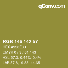 Color code: RGB 146 142 57 | qconv.com