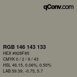 カラーコード: RGB 146 143 133 | qconv.com