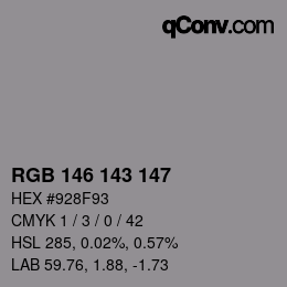 颜色代码: RGB 146 143 147 | qconv.com