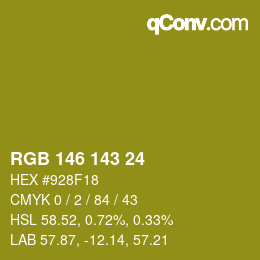 カラーコード: RGB 146 143 24 | qconv.com