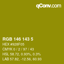 Color code: RGB 146 143 5 | qconv.com