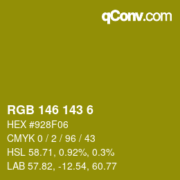 カラーコード: RGB 146 143 6 | qconv.com