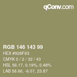 颜色代码: RGB 146 143 99 | qconv.com