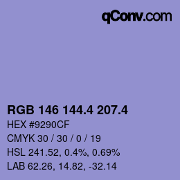カラーコード: RGB 146 144.4 207.4 | qconv.com