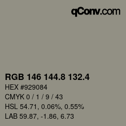 カラーコード: RGB 146 144.8 132.4 | qconv.com