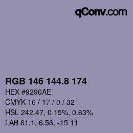 Color code: RGB 146 144.8 174 | qconv.com