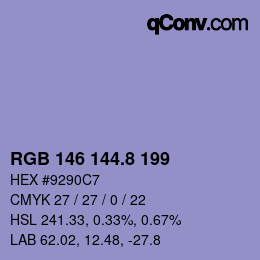 カラーコード: RGB 146 144.8 199 | qconv.com