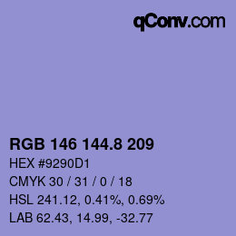 Código de color: RGB 146 144.8 209 | qconv.com