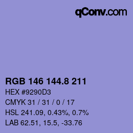 Color code: RGB 146 144.8 211 | qconv.com