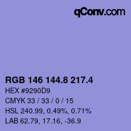 カラーコード: RGB 146 144.8 217.4 | qconv.com